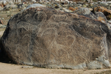 Kirgistan - Tscholpon-Ata Freilicht Museum (Petroglyphen, Felszeichnungen)